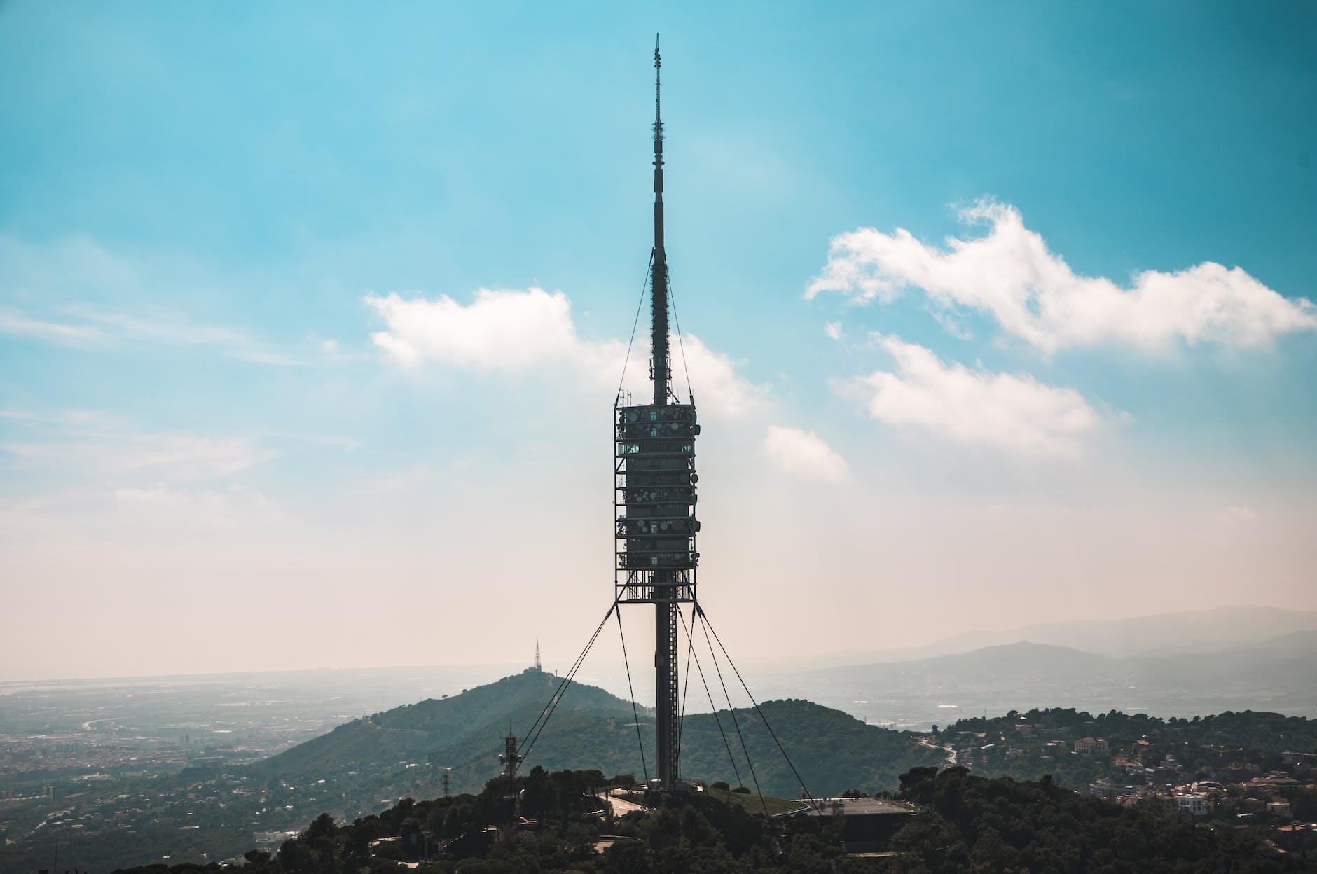telecommunication tower on city hill